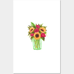 Sunflowers and Roses Posters and Art